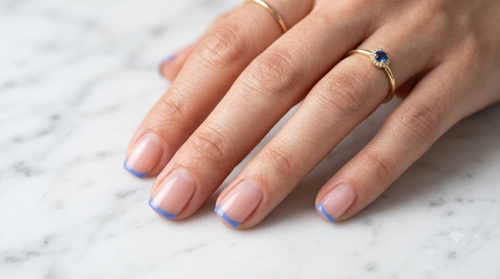 Periwinkle Blue Micro-French Minimalist Tips